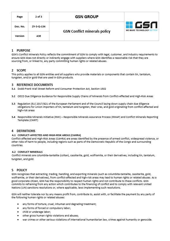 Conflict Minerals Policy